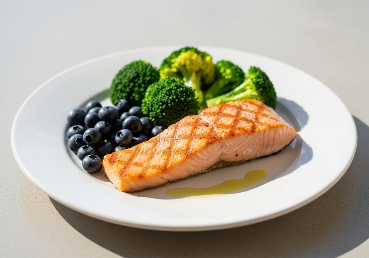 The foundational food pattern behind the diet: fatty fish, berries, leafy greens, nuts, and olive oil as the core anti-inflammatory ingredients — anti-inflammatory meal planning