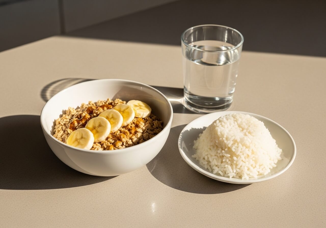 Show sport-specific adjustment through a runner’s practical test meal before training — carbohydrate loading athletes