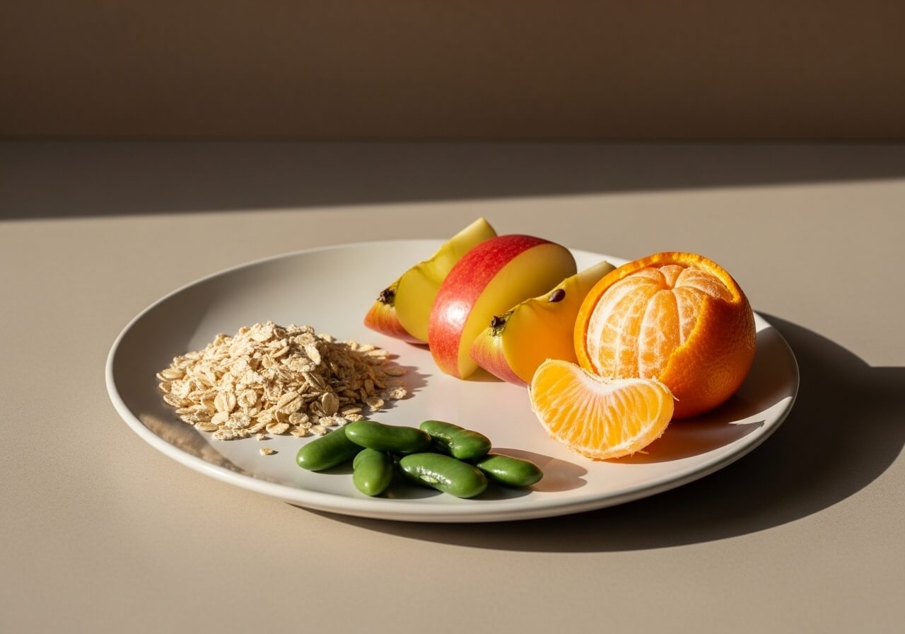 Show the main soluble-fiber sources that slow digestion and support steadier blood sugar — fiber content in foods