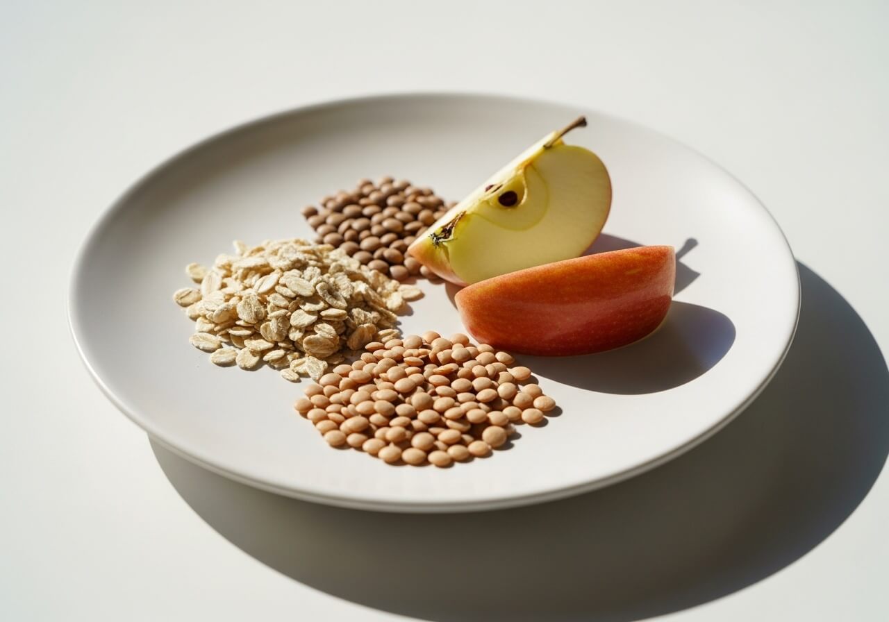 Show soluble fiber foods feeding the gut microbiome through everyday food choices — soluble insoluble fiber types