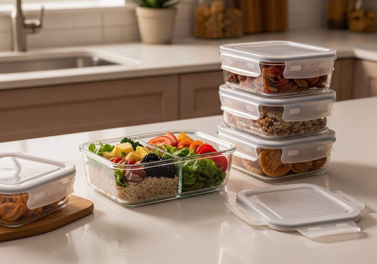 The container choice that supports freshness, stacking, and easy portion control — sustainable meal prep system