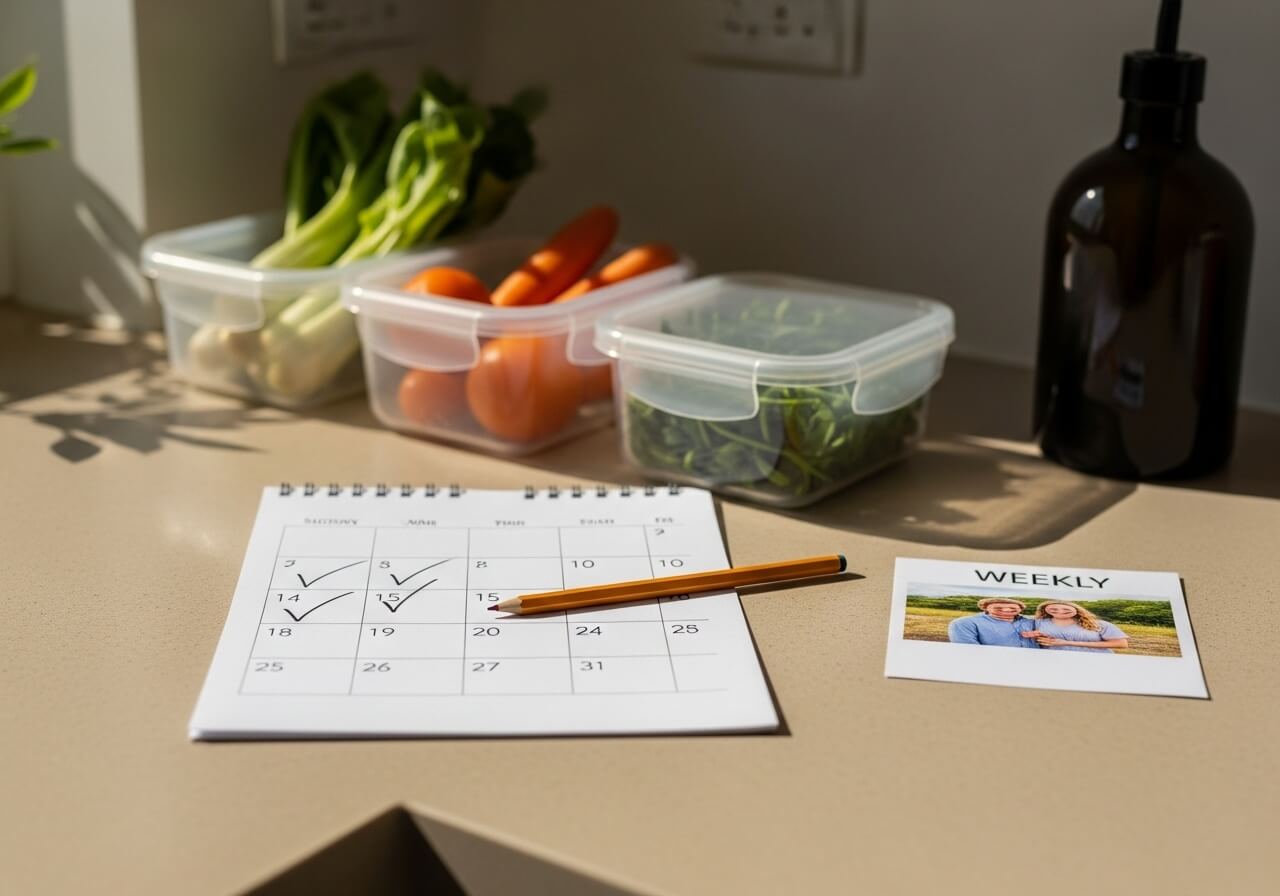 Show minimal, low-friction habit tracking with simple weekly feedback — build sustainable nutrition habits