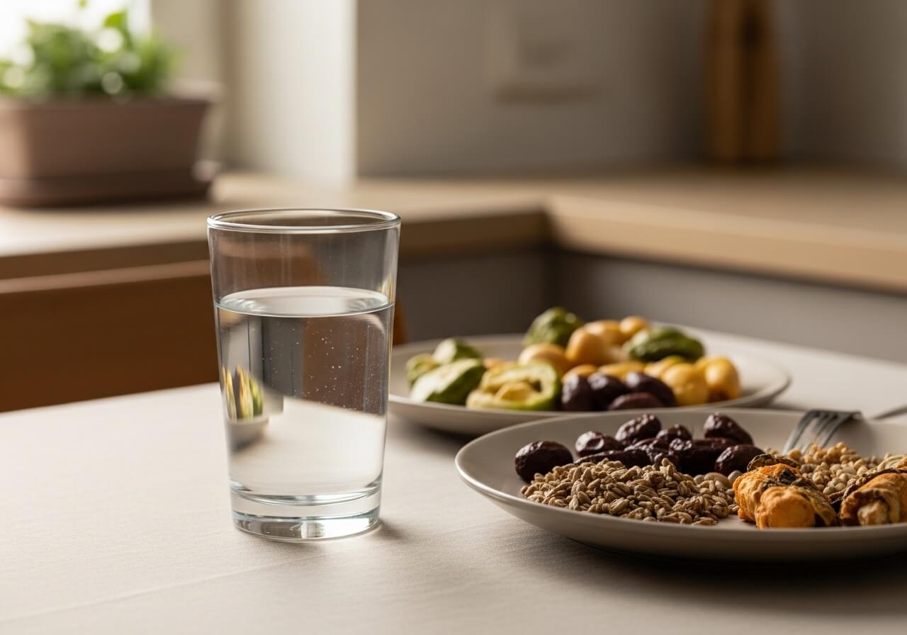 Show the practical effect of low hydration on nutrient intake without dramatizing illness — hydration nutrient absorption