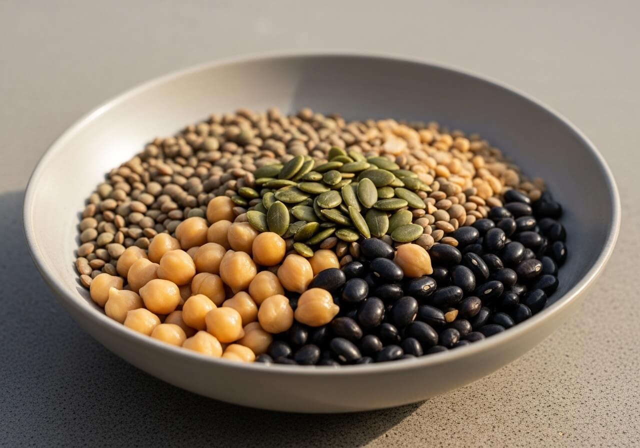 Show the main plant iron sources discussed in the section — iron rich foods comparison