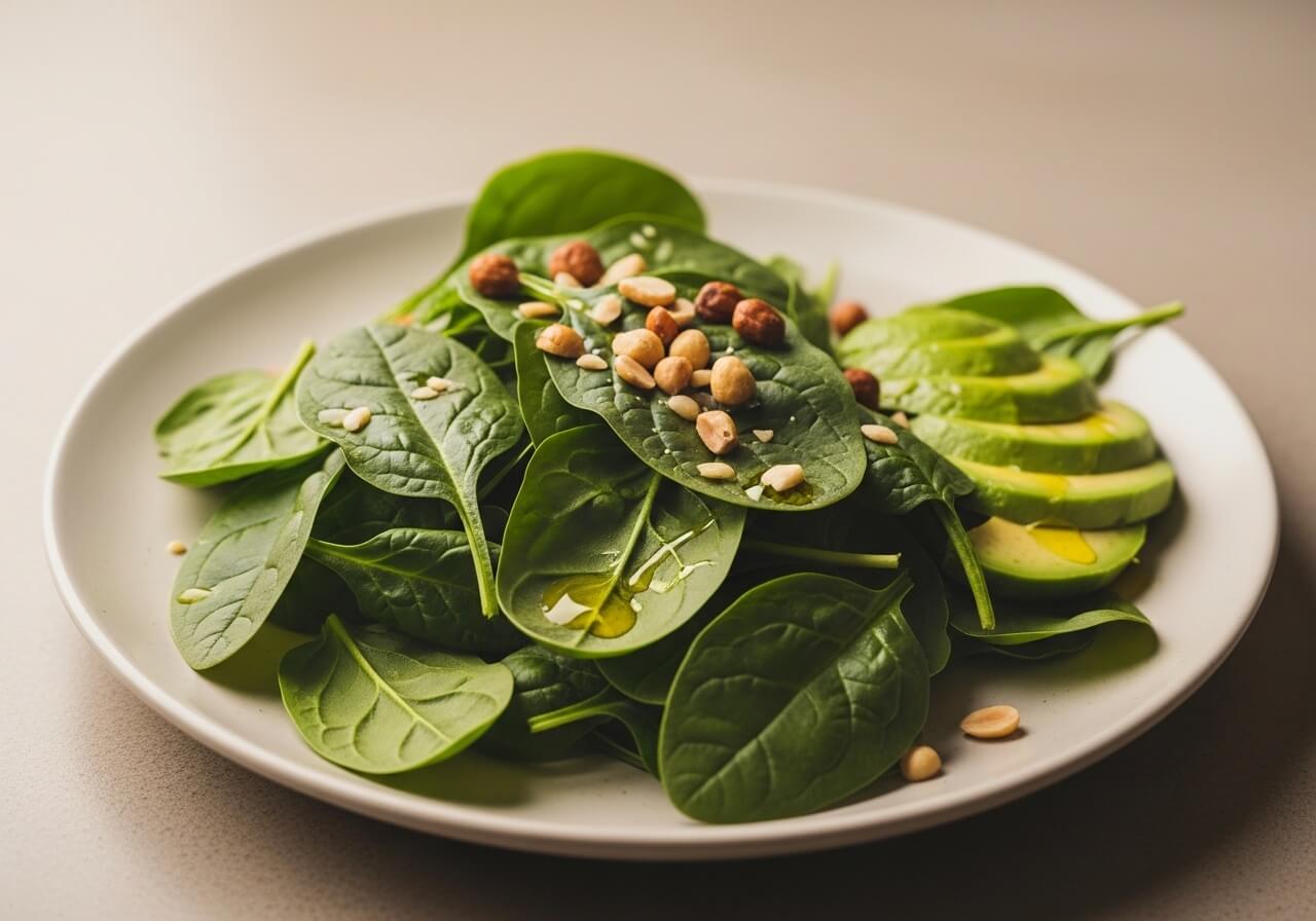 Show why raw spinach absorbs better when paired with fat — improve nutrient absorption food