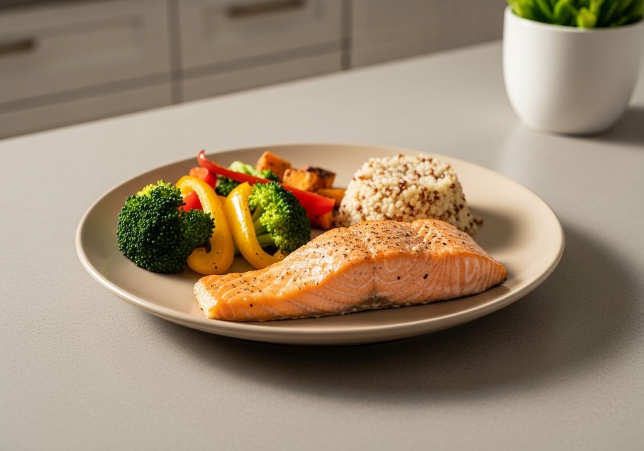 Show the recovery-focused shift from hard training fuel to rest and tissue repair — nutrition deload weeks