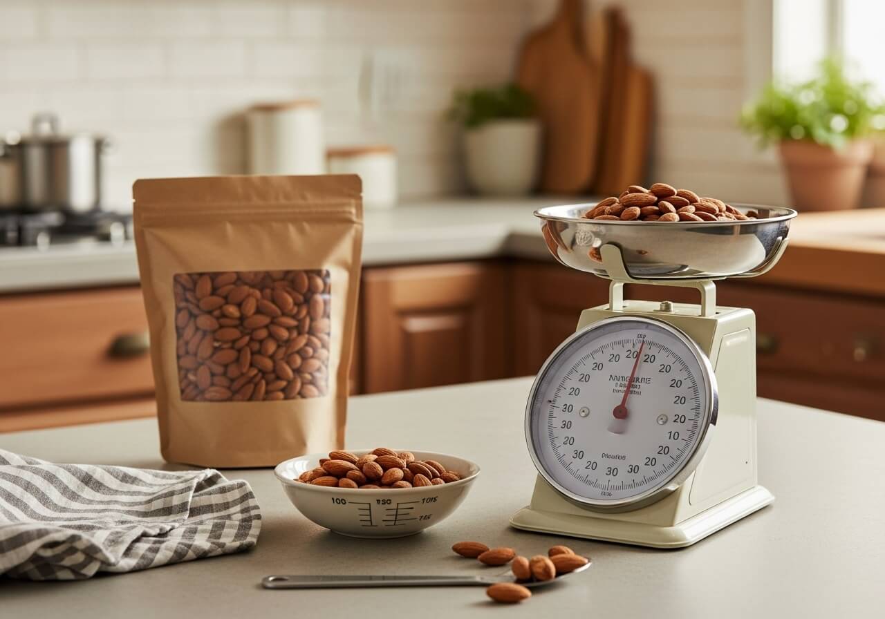 Show measured portioning to emphasize how a small serving of nuts or seeds can be calorie-dense — seeds nuts nutrition comparison