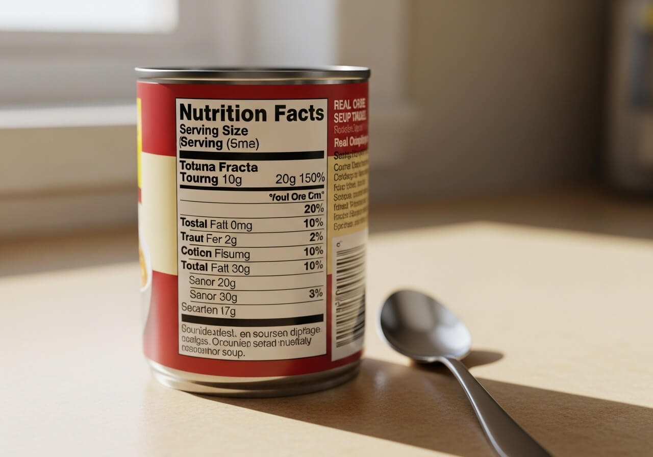 Reading sodium amounts and serving size correctly on a packaged food label — daily sodium intake guidelines