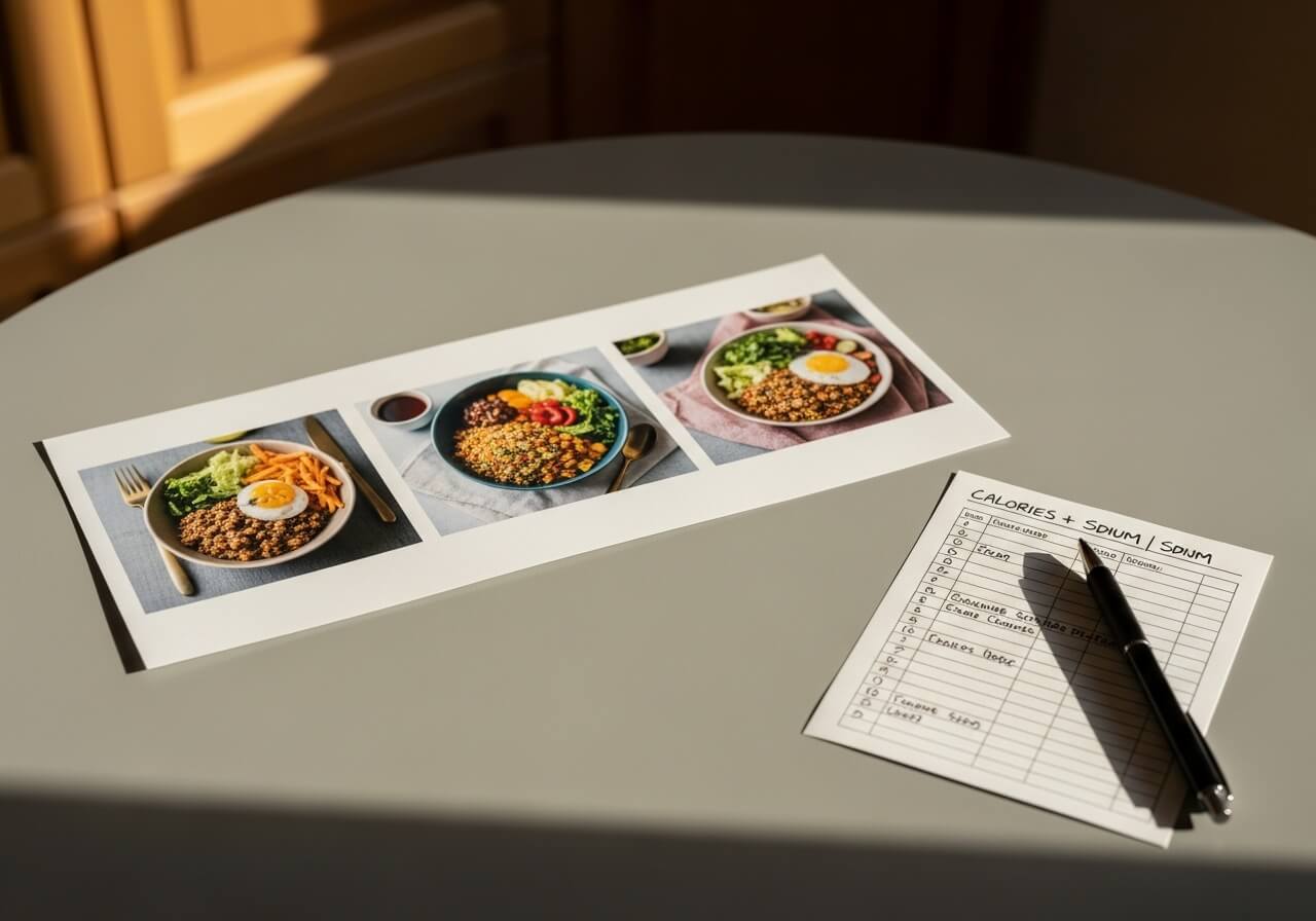 A simple meal log system used to identify where sodium is coming from — daily sodium intake guidelines