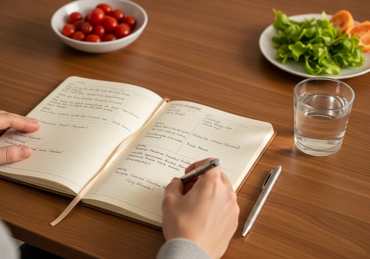 Show the systematic tracking method used to identify patterns over time — food sensitivities allergies