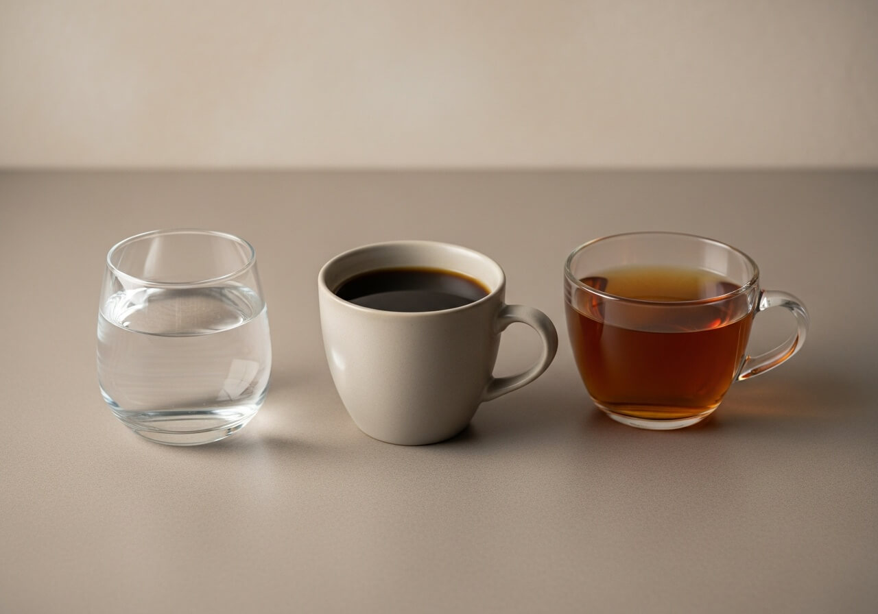 Show the approved fasting-hour drinks and the idea of zero-calorie beverages only — intermittent fasting 16/8